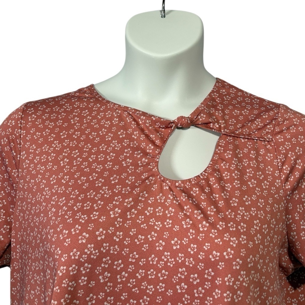 Innée by Claire France, Plus-Size Short Sleeve Top, 1X, Pink & White - Picture 3 of 8